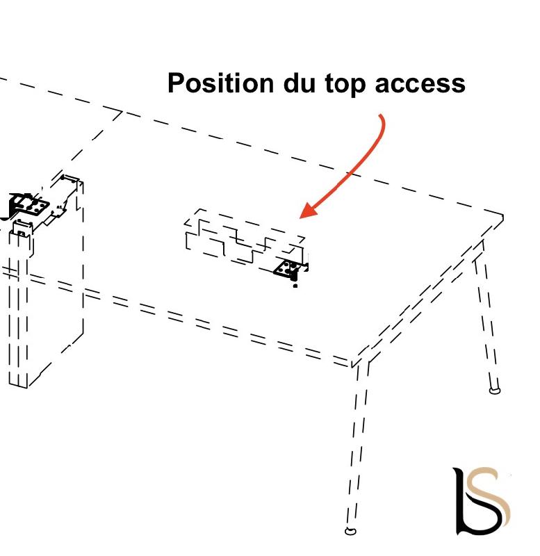 Top access pour table de réunion X3 - Officity. - Anthracite, Avec perçage_2