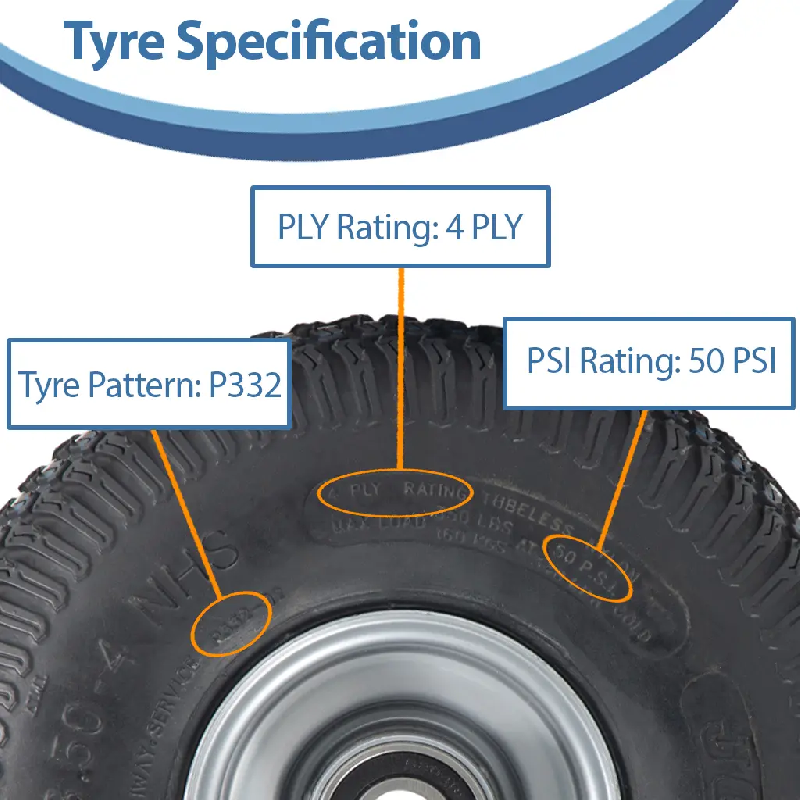4.10/3.50-4 Pneu pour tondeuse à gazon et jante en acier 4 plis P332 roulements 20mm (lot de 2)_2