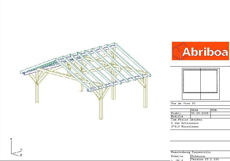 Abri 2 pans 2 voitures 5 poteaux porte à faux - abriboa - en sapin lamellé collé_2