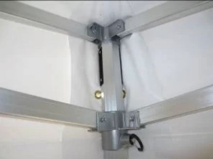 Abri stand parapluie M2 - Buff'hyeres Collectivités - Structure aluminium anodisé - Toit PVC 520 g/m² - Piètement 6 faces Ø 50 mm_3