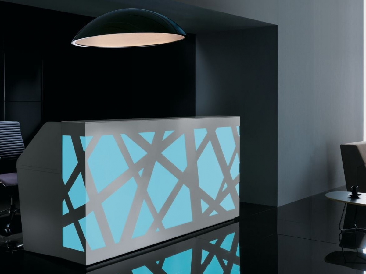 Banque d'accueil rétro-éclairée ZIG ZAG - design innovant avec LED programmable et modules PMR_2