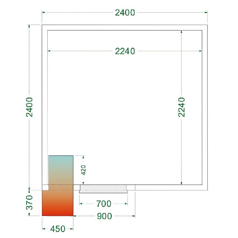 Chambre froide positive 10,24 m3 (2400 x 2400 x 2200 mm) avec monobloc de paroi_2