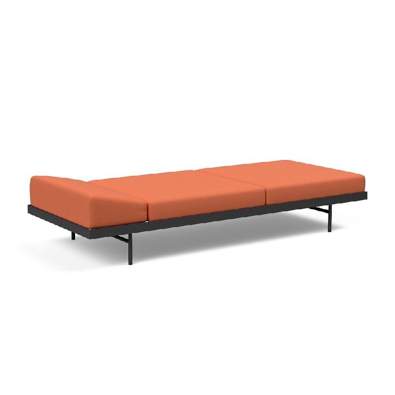 Innovation Living - Canapé design Puri convertible lit 195x80 cm tissu Argus Rust avec table en noyer_2