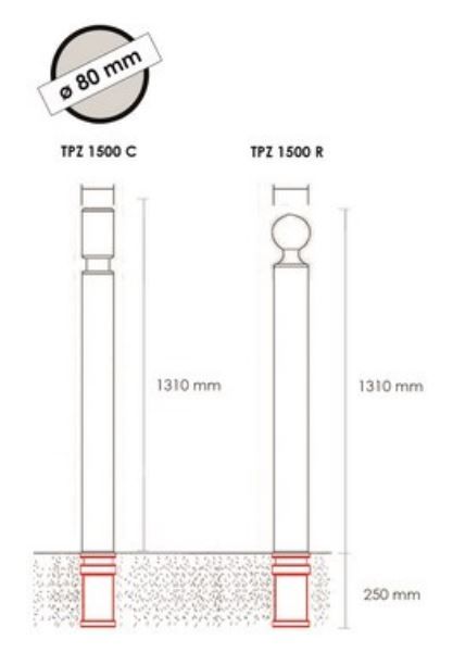 Potelet à mémoire de forme - DMC - H 1560 mm - DMCTPZ1500RNB - Flexible pour PMR avec tête blanche_2
