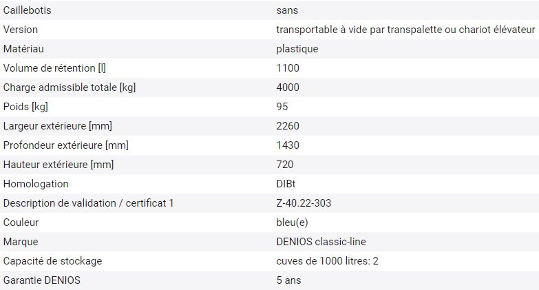 149460W - Bac de rétention Classic-Line en polyéthylène - stockage acides et bases - capacité 1000L_2