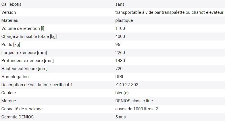 149460W - Bac de rétention en polyéthylène - stockage acides et bases - capacité 1000L_2