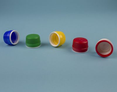 CGL013 - Bouchon à vis PE rouge - Auxilab - avec bague pour flacon DIN28_2