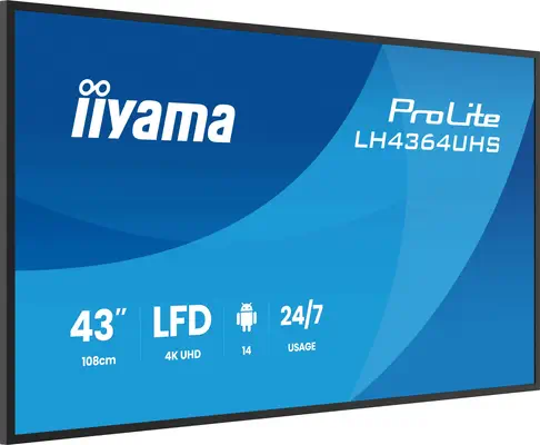 Iiyama LH4364UHS-B1AG àÉcran d'affichage dynamique àÉcran plat de signalisation numérique 109,2 cm (43_2