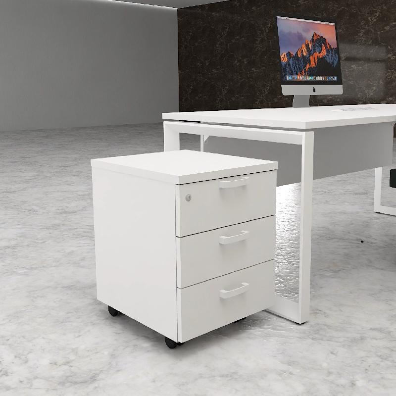 Caisson mobile 3 tiroirs classiques bicolore - MobelLinea - Blanc pastel, Blanc pastel_2