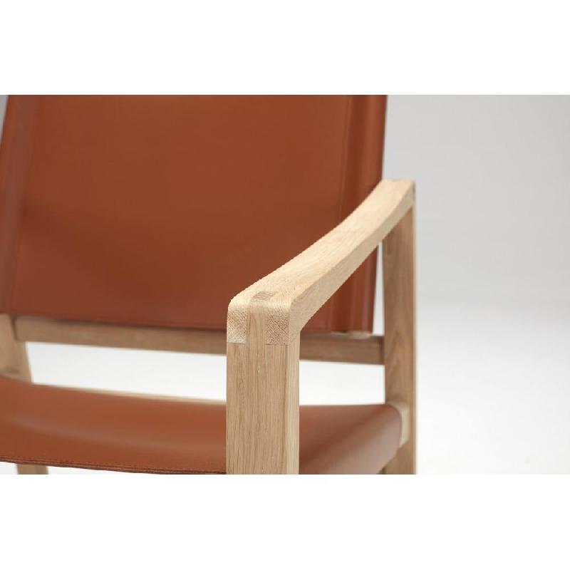 Fauteuil LUK en cuir cognac - Structure et piétement en chêne massif - Design scandinave_2