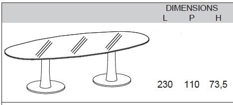 Table de réunion ovale avec plateau en verre - Quadrifoglio. - Blanc 9010_2