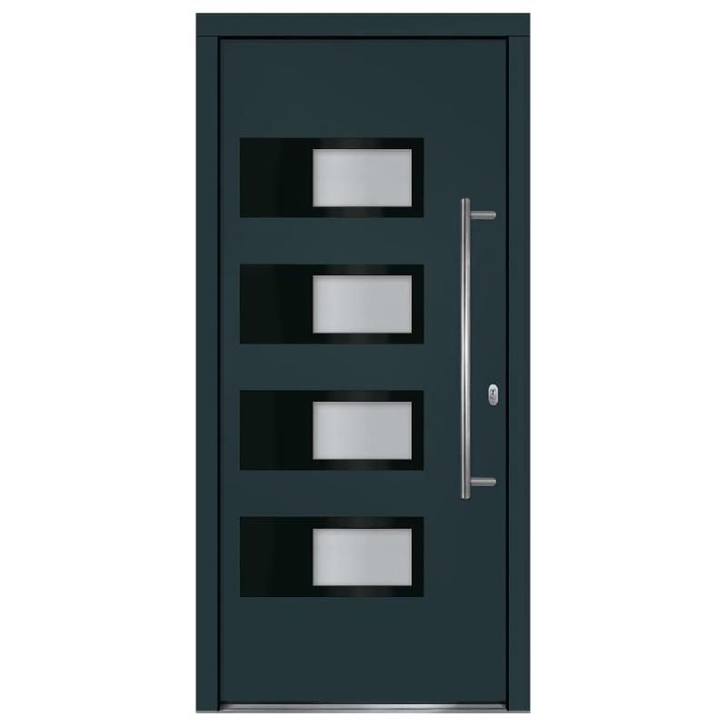 Vidaxl porte d'entrée anthracite 100x210 cm aluminium et pvc 3157069_2