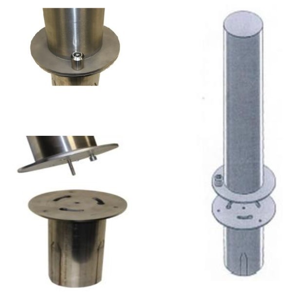 Borne amovible Andria en inox - 4 hauteurs et 9 diamètres au choix - Clé ergot en option_2