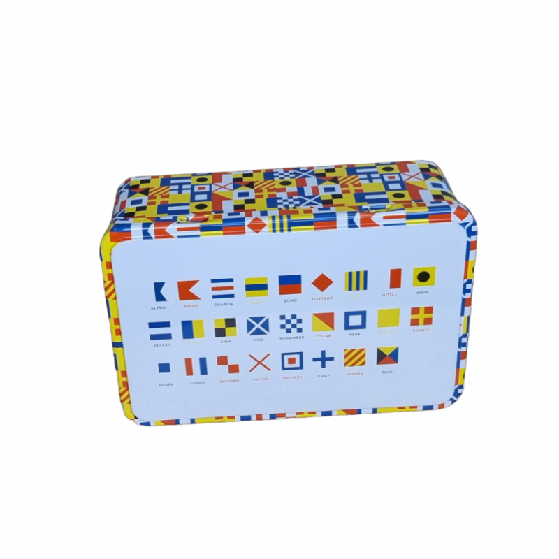 Boîte/coffret métal décor junior 'Alphabet Nautique' 190 x 125 x 72 mm - motif drapeau Basque - Made in France - BA004408_2