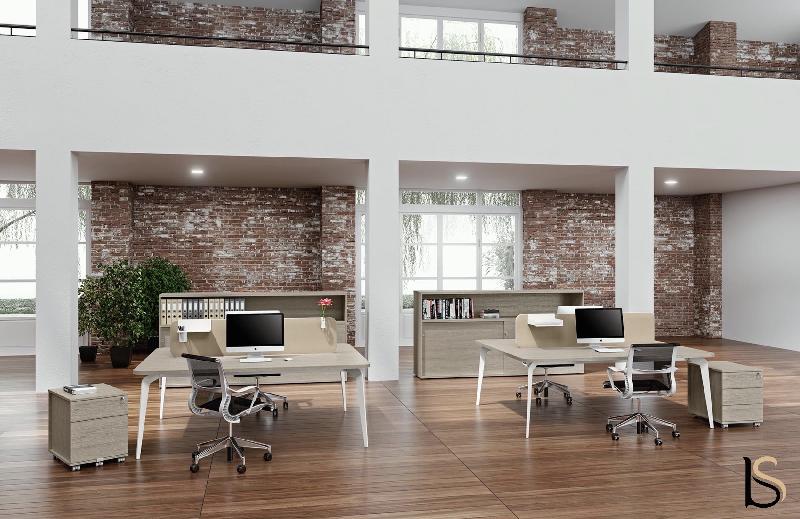 Bureau bench 2 personnes Blade - Alea - Non, 120, Chêne gris_2