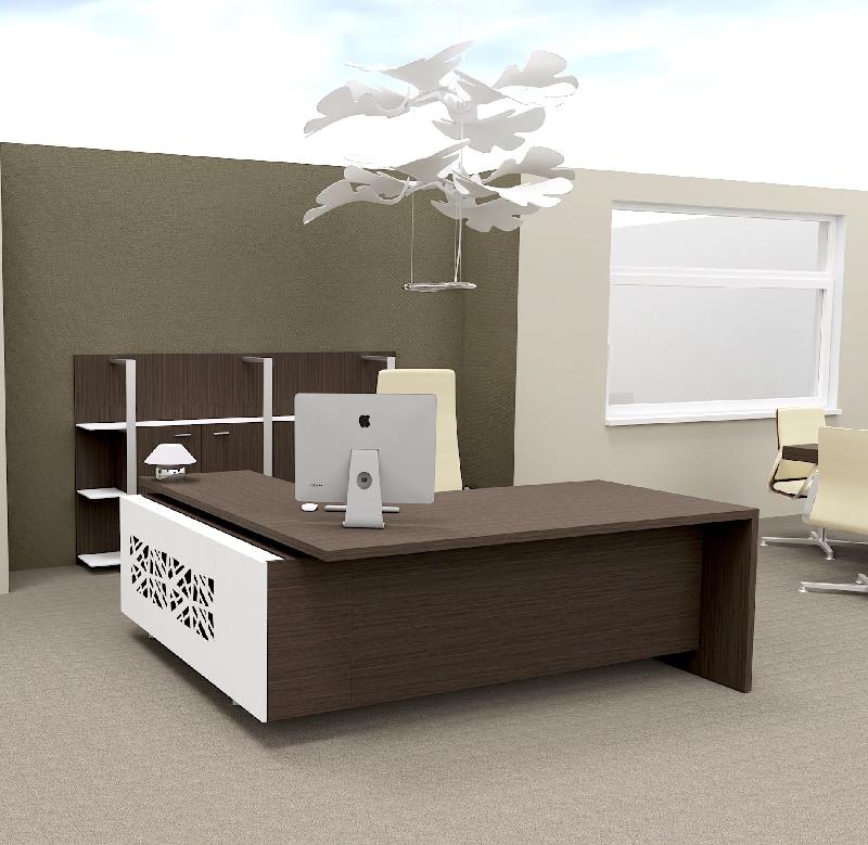 Bureau d'angle T45 avec meuble de rangement et caisson - Quadrifoglio - 192, Droite, Eucalyptus_2