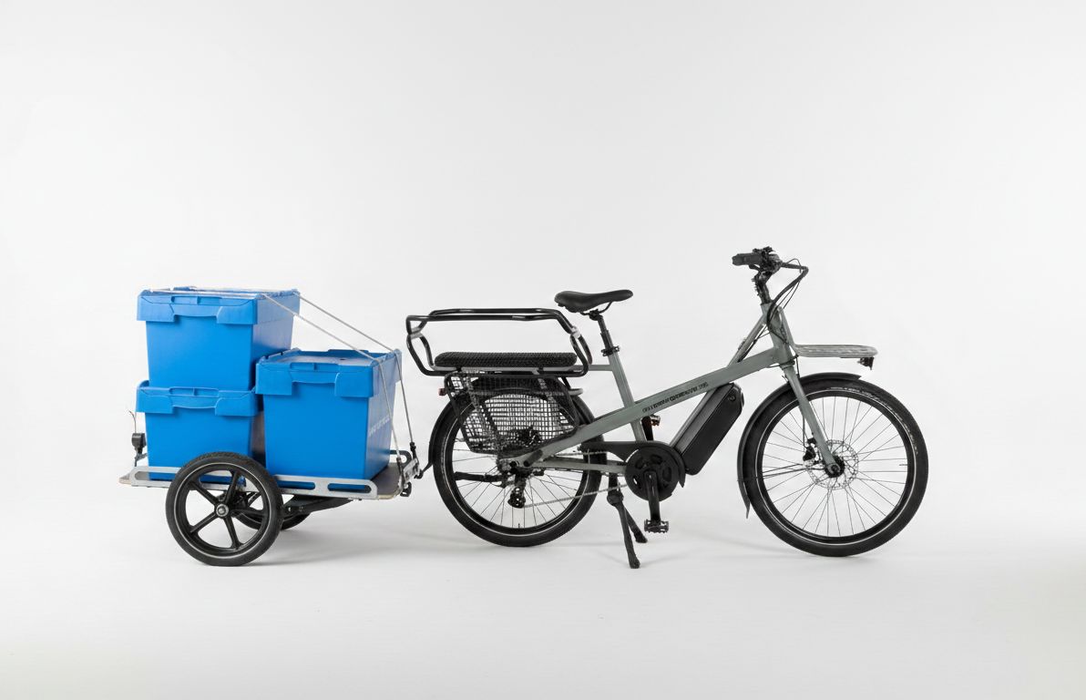 Vélo cargo Jean Fourche et remorque utilitaire_2