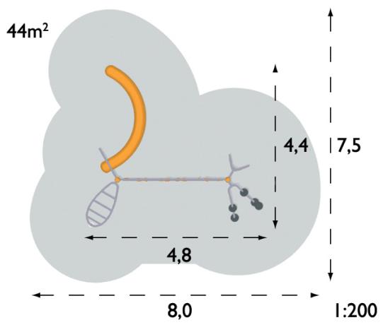Structure multi-jeux 5 à 12 ans - Agito Joz gris 8002101 Hags - Fondation à enterrer, dimensions 4800x4400x3080 mm_2