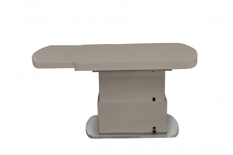 Table basse relevable double set - Fabrication française - Acier chromé et verre laqué taupe_2