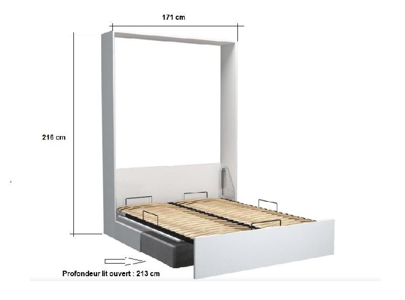 Armoire lit escamotable Dynamo Sofa - Canapé gris mat et microfibre gris - Couchage 160x200 cm avec ouverture assistée_2