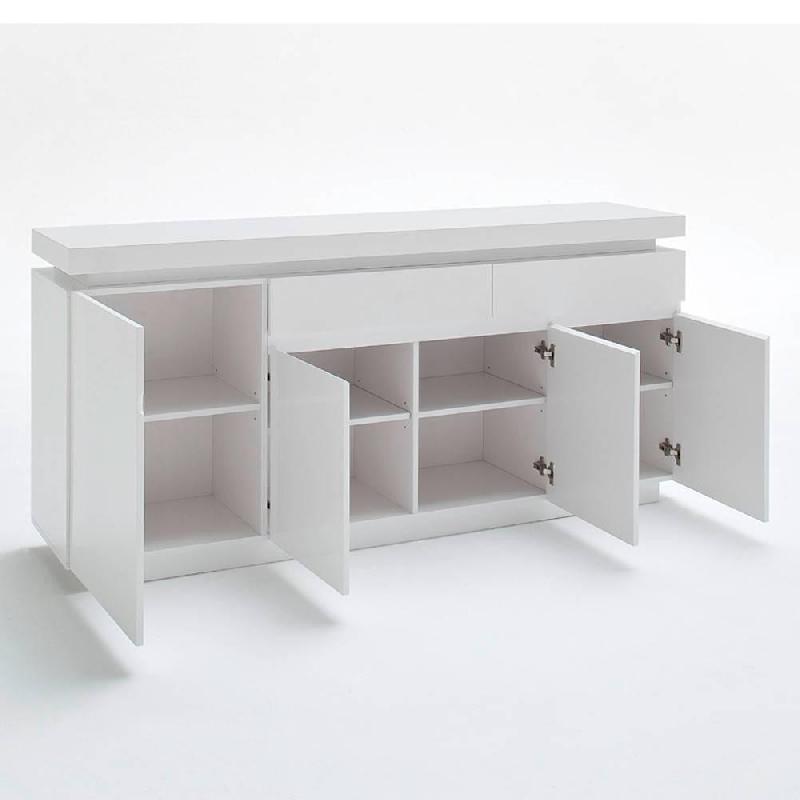 Buffet Ocean laqué blanc brillant - 4 portes, 2 tiroirs, LED inclus - Design contemporain_2