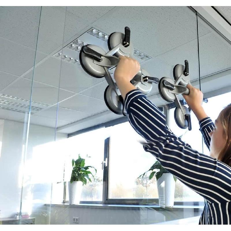Proplus appareil de levage à vide avec 4 ventouses aluminium argenté 424686_2