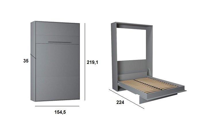 Armoire lit escamotable Kompact - ouverture assistée - coloris gris - couchage 140x200 cm - ultra plate pour gain de place_2
