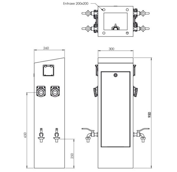 Borne marina - Urbaflux - platine intégrée en inox 316L - équipements électriques et eau_2