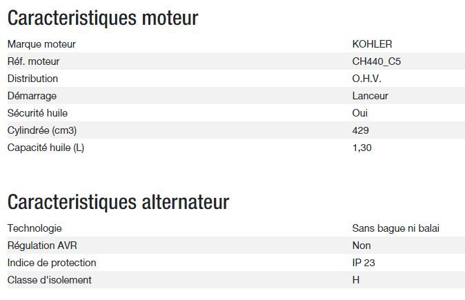 Technic 6500 UK C5 - Groupe électrogène Kohler - 6,30 kW - 50 Hz - 230 V_2
