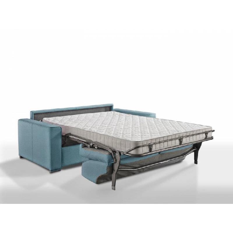 Canapé convertible 3 places Excellence - 140 cm - Sommier à lattes - Matelas memory 18 cm - Velours bleu azur_2