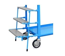 Chariot préparation de commandes - monobloc pour ateliers et entrepôts avec escabeau pliant et frein de stationnement - capacité jusqu'à 400 kg_2