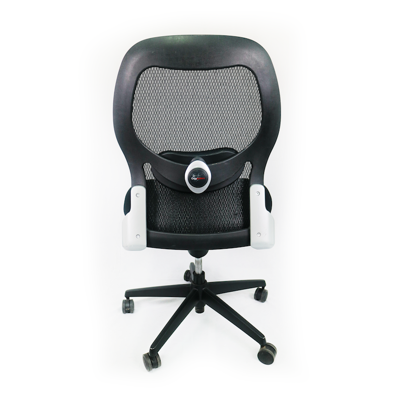 Fauteuil de bureau pivotant en résille sans accoudoir d'occasion - soutien pelvien - dossier ajustable - double roulettes de sécurité_2