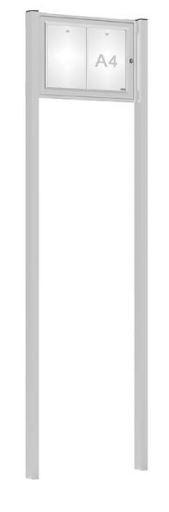 Vitrine Tradition anodisée sur poteaux - simple face - de 2 à 18 A4 - Plexi chocs 4 mm - porte battante réversible ou double battant - serrure de sécurité_2