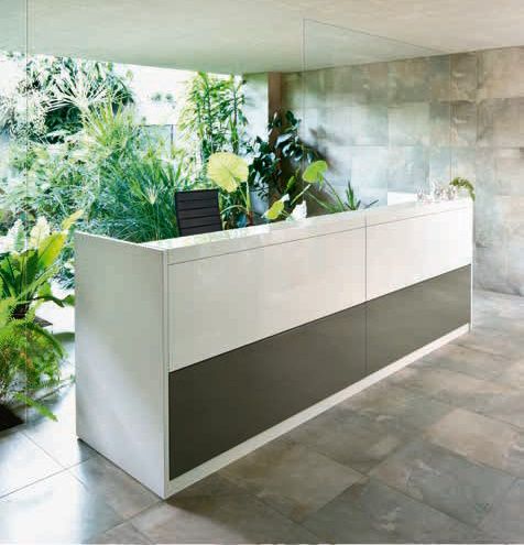 Banque d'accueil VOGUE - lignes épurées et habillage géométrique - personnalisable en coloris et modules_2