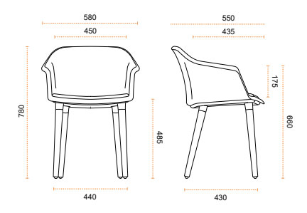 Lot de 2 fauteuils MIZA - Bois - Coque polypropylène 2 coloris avec assise tissu rembourrée - Référence 7981 FR125_2
