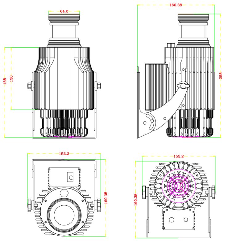 Projecteur gobo WT-RT8065 - Noble - LED rotatif extérieur 80W - Distance de projection 3-40m - IP65_2