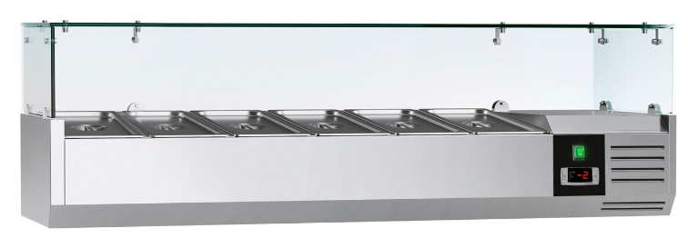 Saladette réfrigérée à poser 6 bacs gn 1/3 - vitrine à ingrédients de 150 cm_2