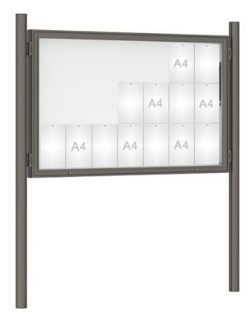 Vitrine extérieure peinte 75 - sur poteaux - affichage simple face - de 8 à 30 A4 - Plexi chocs - serrure de sécurité_2