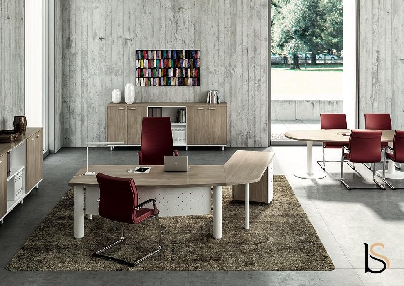 Bureau X time Next avec retour et caisson - Quadrifoglio. - Blanc, Orme, Gauche, 284_0