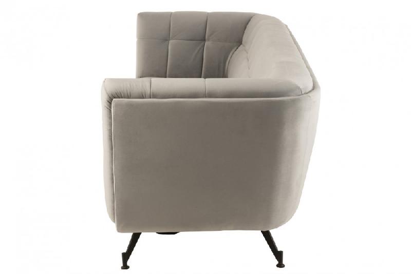 Canapé lounge Marianah gris clair - Structure bois - Revêtement velours capitonné - L207 x H78 x P82 cm_2