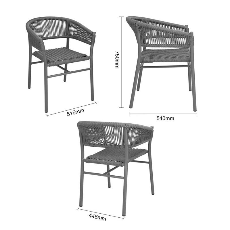 Fauteuils en corde grise tressée Florence - Lot de 2 - FU533 | Bolero_2