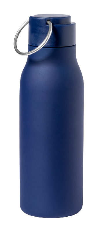 Gourde en acier inoxydable - 600 ml - bleu foncé - avec couvercle à anneau_2