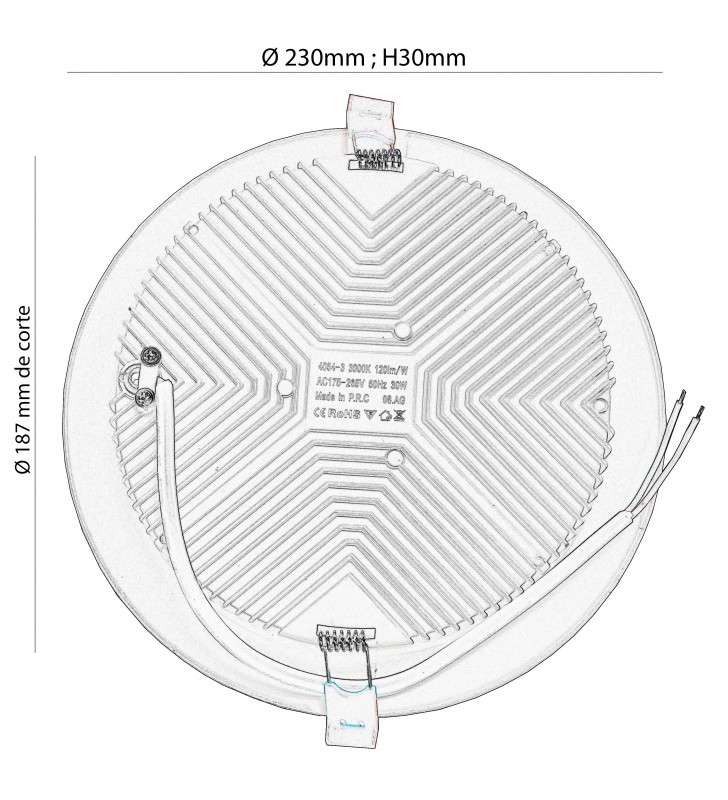 Downlight LED encastrable - 30W - 120° - Aluminium blanc - Réf DODS30W3K_2