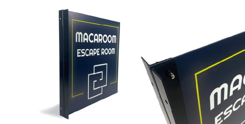 Enseigne drapeau en aluminium sans lumière - double face, graphisme personnalisable_2