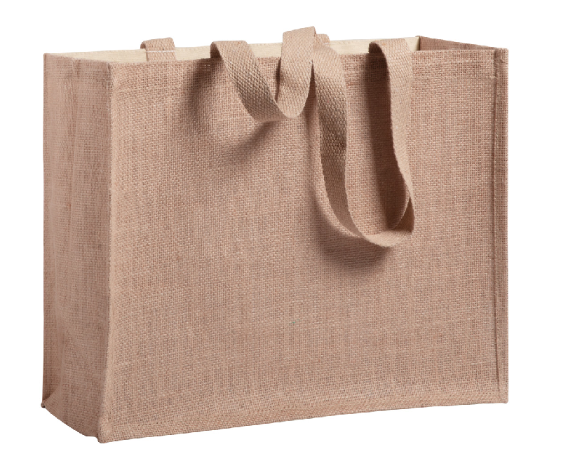Sac shopping en jute laminée et coton laminé - anses longues - couleur naturelle - 185 gr_2