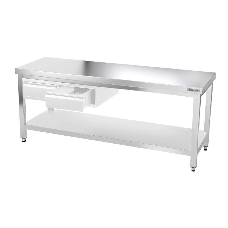 Tables Inox centrales Premium avec Etagère - P 600 mm | Ggm - 2000_2