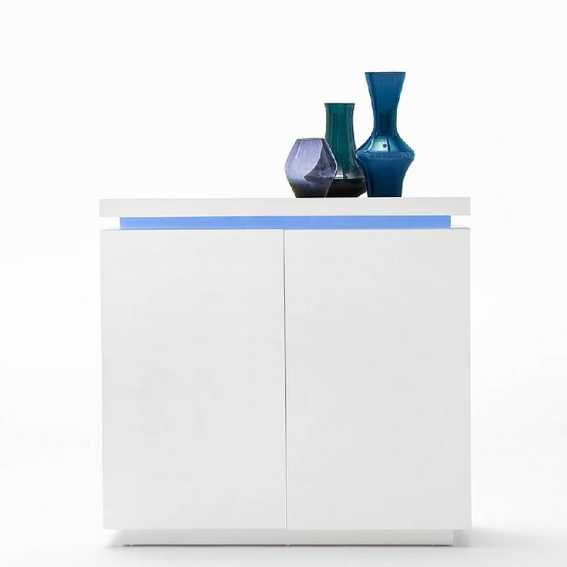 Buffet haut OCEAN laqué blanc brillant - 2 portes avec LED intégré et système d'ouverture douce_2