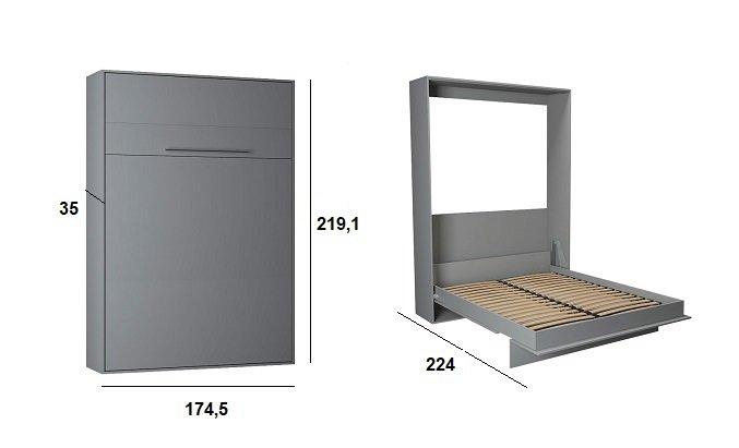 Armoire lit escamotable Kompact - ouverture assistée - coloris gris mat - couchage 160x200 cm - ultra plate - fabrication européenne_2