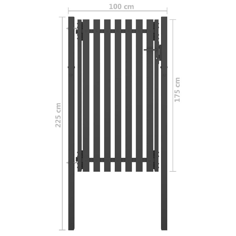 Vidaxl portail de clôture de jardin acier 1x2,25 m anthracite 146331_2