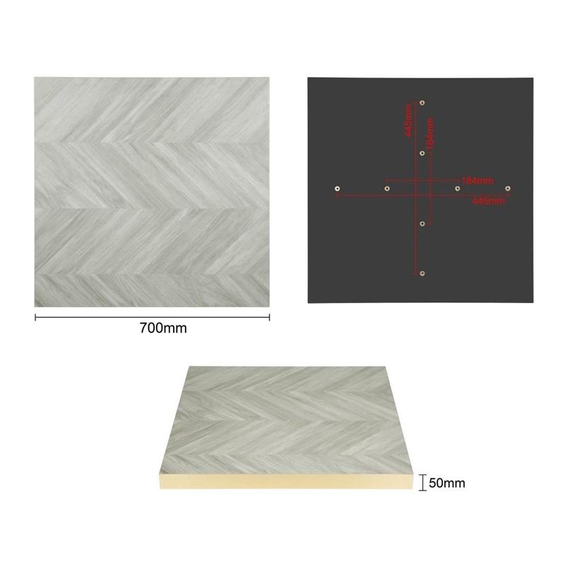 Plateau de table carré pré-percé Chevron 700mm | Bolero - FU512_2